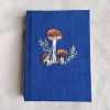 Custom Embroidered Mushroom Notebook - A5 and A6 Sizes, Personalized Diary, Natural Indigo Dyed Fabric Cover Journal