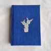 Custom Name Embroidered Cactus Notebook A5 and A6, Personalized Diary, Natural Indigo Dyed Fabric Cover Journal