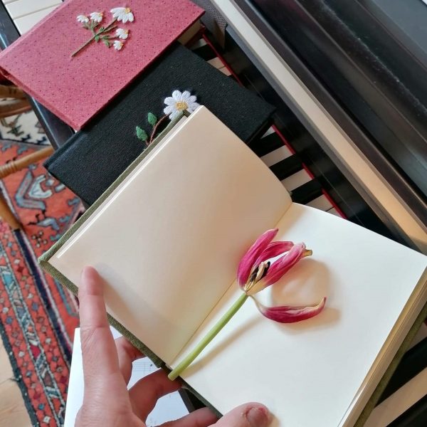 Flowers Wreath Embroidered Handmade Notebook