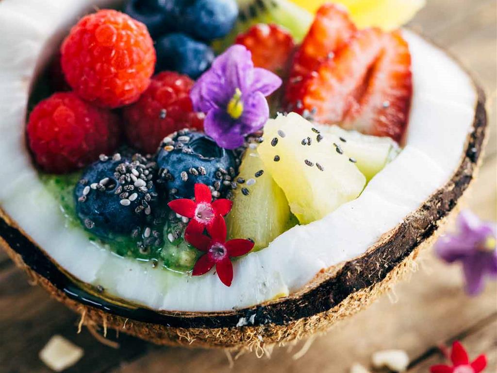 fresh vegetables and fruits coconut